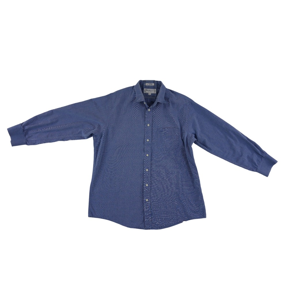Burberrys Button Up Shirt Men's Size 17.5-34 Blue Micro Check‎ 100% Cotton